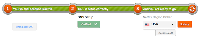 DNS setup correctly using unblock-us.com