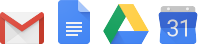 Google Workspace product icons of Gmail, Docs, Drive and Calendar